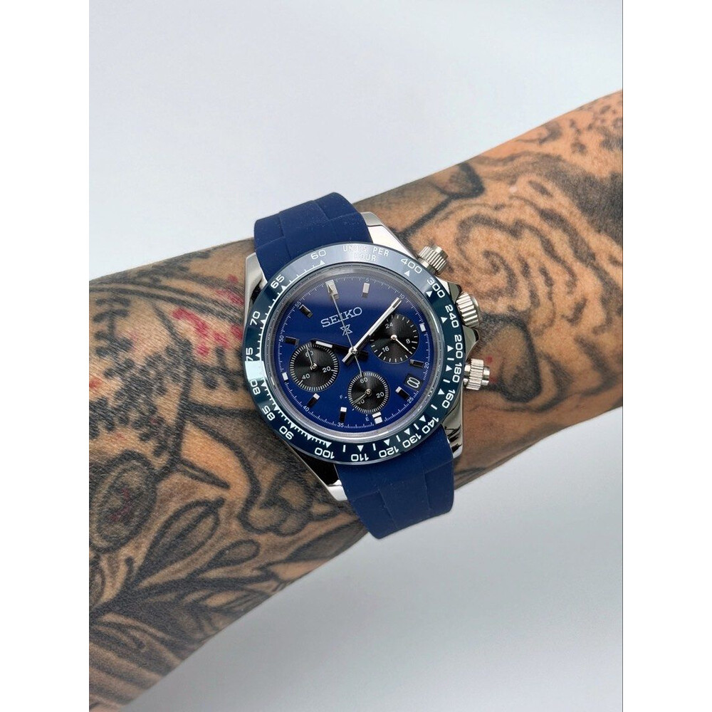 Custom Seiko Mod • Navy Blue SpeedTimer Daytona • 39.5mm